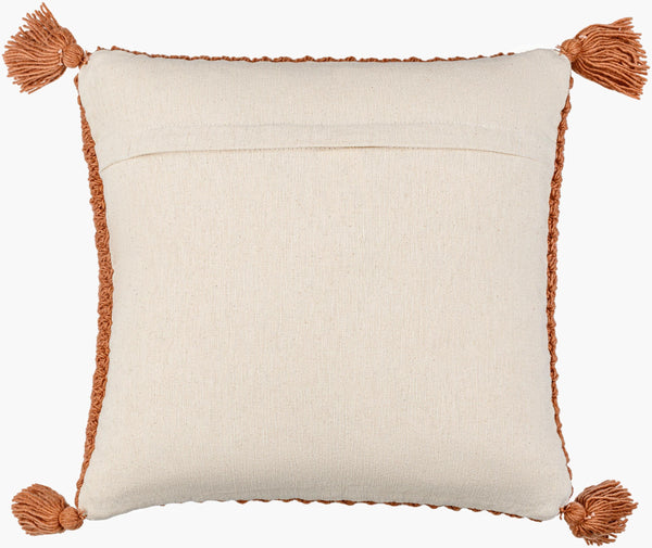 Surya Makrome Accent Pillow - 18"L X 18"W Cotton-wool Blend For Cozy Cottage-style Decor & Easy Care Burnt Orange Wool,Cotton Mko023-2222