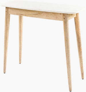 Livabliss Makrana Marble and Solid Wood Console Table Slim Artisan Entryway Accent Piece MKR-001