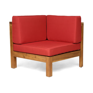 English Elm Oana Outdoor Corner Chair Solid Acacia Hardwood Slat Design with Weather Resistant Cushion 64495.00RED