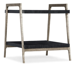 Hooker Furniture Chapman Charred Shou Sugi Ban End Table With Hammered Pewter Frame, Rustic Urban Accent (26") 6033-80214-99