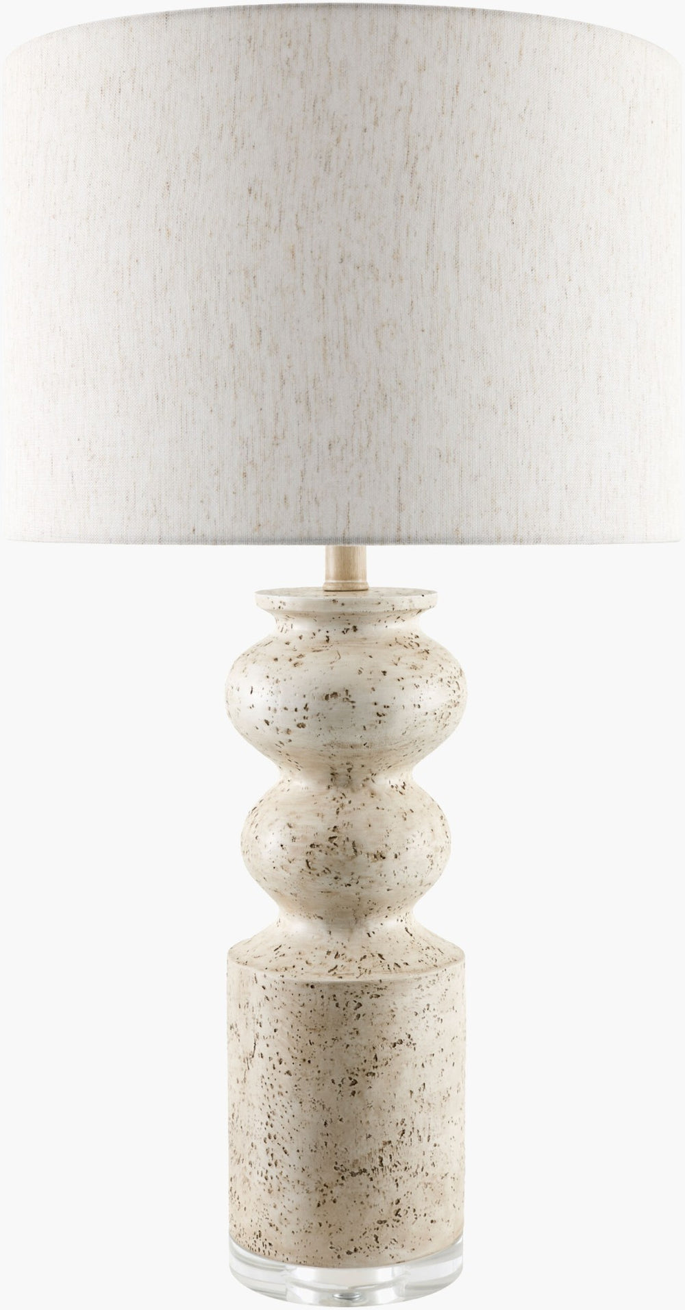 Surya Maluku Resin and Crystal Base Traditional Accent Lamp with Warm Ambient Linen Shade MKU-002