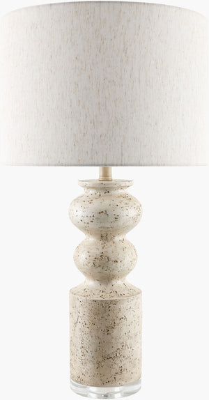Surya Maluku Resin and Crystal Base Traditional Accent Lamp with Warm Ambient Linen Shade MKU-002
