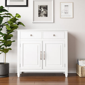 English Elm Connaught Handcrafted Solid Wood Entryway Storage Cabinet In White - Timeless British Colonial Style B136P158544