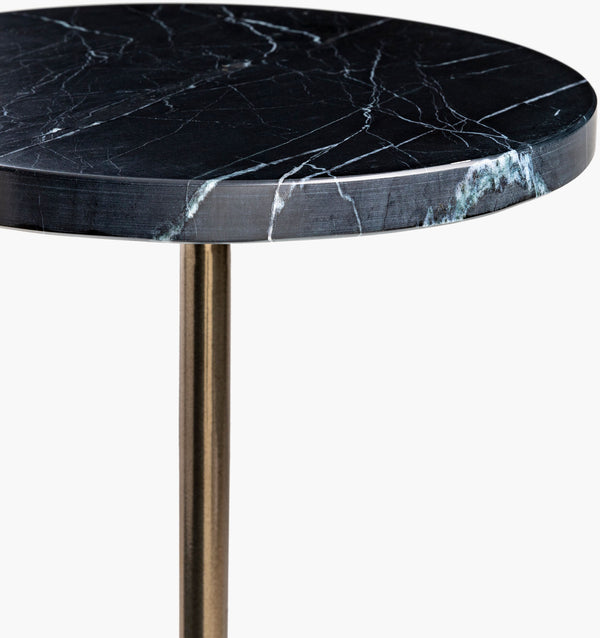 Surya Mackay Elegant 24"H Marble & Metal End Table - Hand-crafted, Timeless Design For Your Living Space Top, Black,Base, Metallic ,Brass Marble,Iron Mky-002