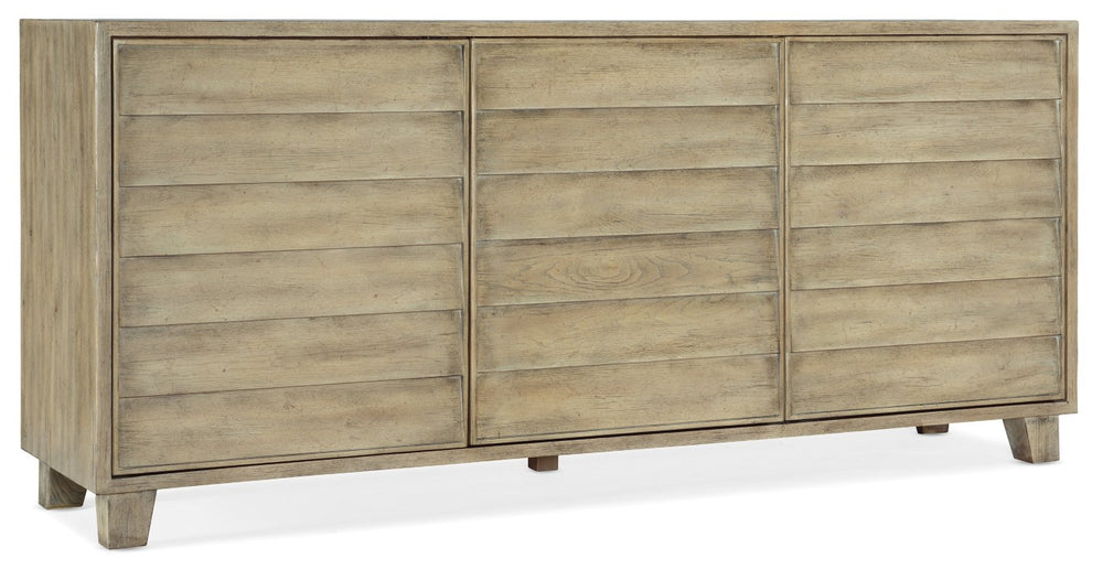 Hooker Furniture Surfrider Driftwood Buffet With Shutter Doors, Soft-Close Drawers, Adjustable Shelves & Venting 6015-75900-80