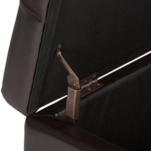 English Elm Castleford Storage Ottoman with Hidden Storage and Tufted Vegan Faux Leather Bench for Entryway Dark Brown B136P158180