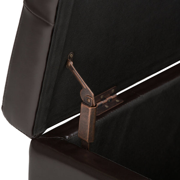 English Elm Castleford Storage Ottoman with Hidden Storage and Tufted Vegan Faux Leather Bench for Entryway Dark Brown B136P158180