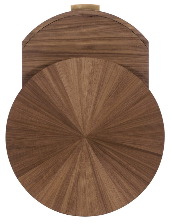 Hooker Furniture Eleana Mid-Century Round Nightstand With Starburst Veneer Top, Touch-Latch Doors, Light Caramel Finish 7252-90215-85