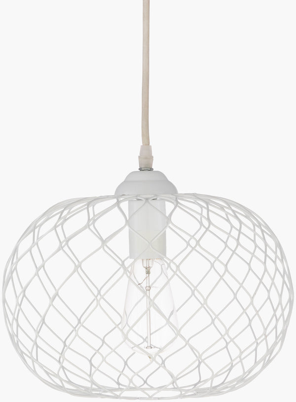 Surya Matilda 12"L X 12"W X 10"H Pendant Light - Modern Metal Design, Hand-finished For Elegant Decor Fixture, White,Base, White,Cord, White Iron Mla-001