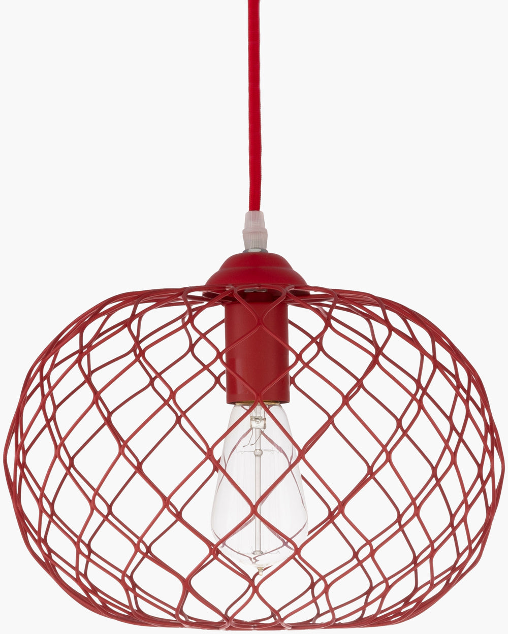 Surya Matilda 12"L X 12"W X 10"H Pendant Light - Modern Metal Design, Hand-finished For Elegant Decor Fixture, Red,Base, Red,Cord, Red Iron Mla-002