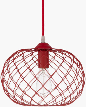 Surya Matilda 12"L X 12"W X 10"H Pendant Light - Modern Metal Design, Hand-finished For Elegant Decor Fixture, Red,Base, Red,Cord, Red Iron Mla-002
