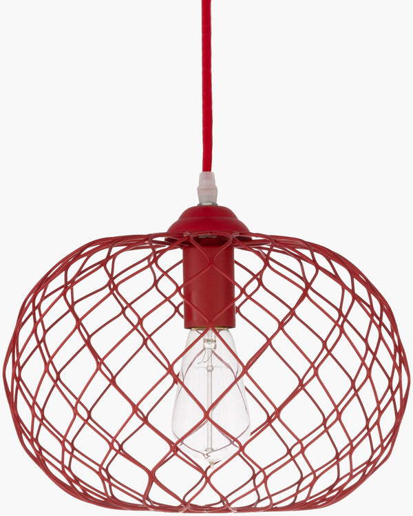 Surya Matilda 12"L X 12"W X 10"H Pendant Light - Modern Metal Design, Hand-finished For Elegant Decor Fixture, Red,Base, Red,Cord, Red Iron Mla-002