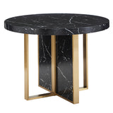 Homelegance By Top-Line Blaise 43" Wide Faux Marble Round Dining Table Black Marble