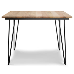English Elm Hunter 42-Inch Square Dining Table - Modern Solid Mango Wood With Iron Base For Small Spaces B136P158741