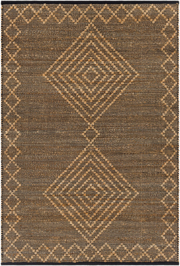 Surya Mallorca 2' X 3' Handmade Cotton & Jute Rug - Global Style, Flat Weave, Easy Care, Unique Design Black Jute,Cotton Mlc2300-23