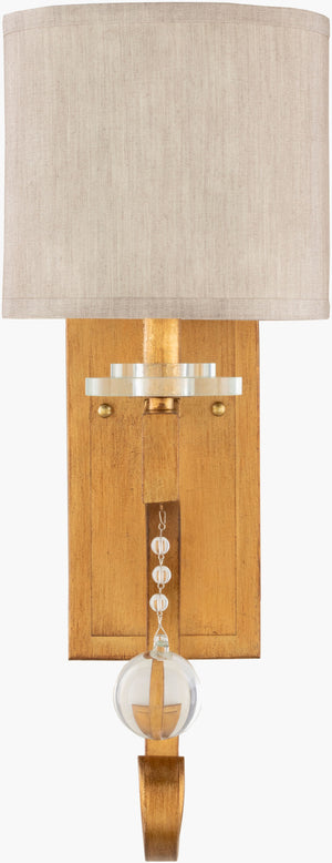 Surya Medland Elegant 19" Wall Sconce With Crystal Accents - Illuminate Your Home With Sophistication Fixture, Gold Iron,Crystal Mld-001