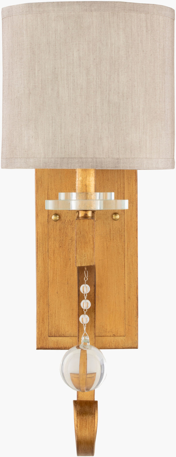 Surya Medland Elegant 19" Wall Sconce With Crystal Accents - Illuminate Your Home With Sophistication Fixture, Gold Iron,Crystal Mld-001