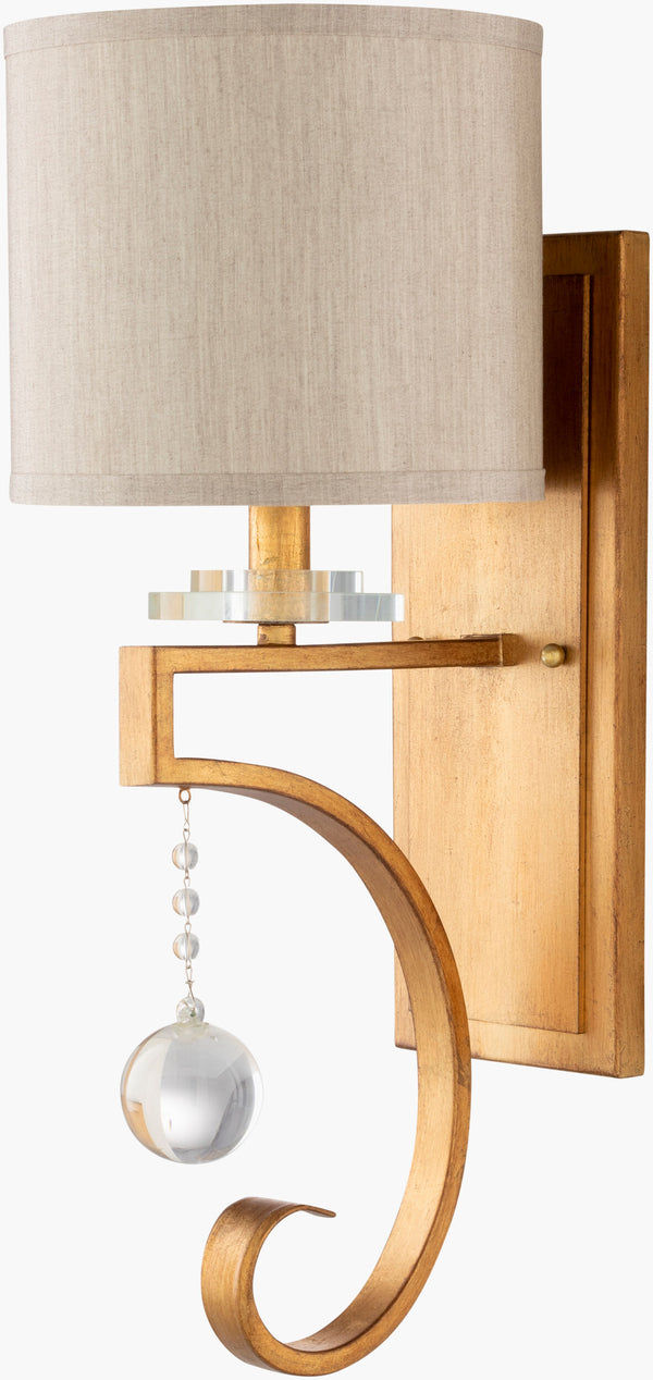 Surya Medland Elegant 19" Wall Sconce With Crystal Accents - Illuminate Your Home With Sophistication Fixture, Gold Iron,Crystal Mld-001