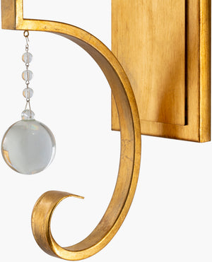 Surya Medland Elegant 19" Wall Sconce With Crystal Accents - Illuminate Your Home With Sophistication Fixture, Gold Iron,Crystal Mld-001