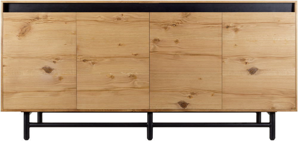 Molander MLDR-001 30"H x 64"W x 18"D Sideboard MLDR001-306418  Top: Brown, Black; Base: Black Surya