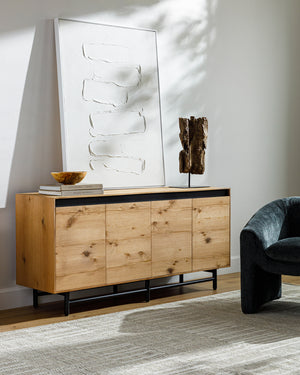 Molander MLDR-001 30"H x 64"W x 18"D Sideboard MLDR001-306418  Top: Brown, Black; Base: Black Surya