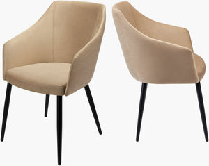 Surya Milford Mid-century Modern Dining Chair - 34"H X 22"W X 25"D, Stylish Comfort For Any Space Upholstery, Beige,Base, Black Polyester,Steel,Polyurethane Foam,Dacron Mlf001-set