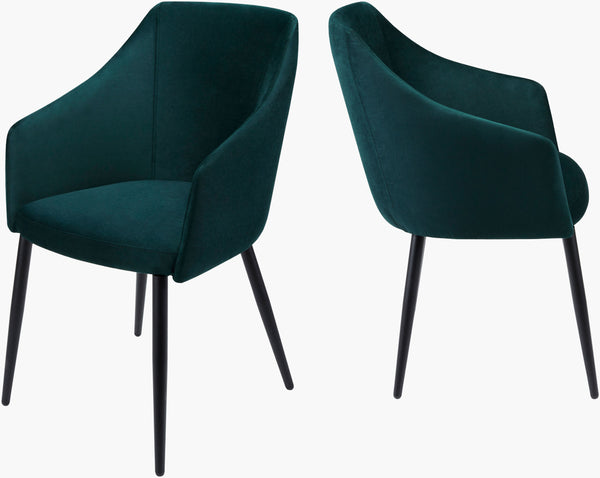 Surya Milford Mid-century Modern Dining Chair - 34"H X 22"W X 25"D, Stylish Comfort For Any Space Upholstery, Emerald,Base, Black Polyester,Steel,Polyurethane Foam,Dacron Mlf002-set