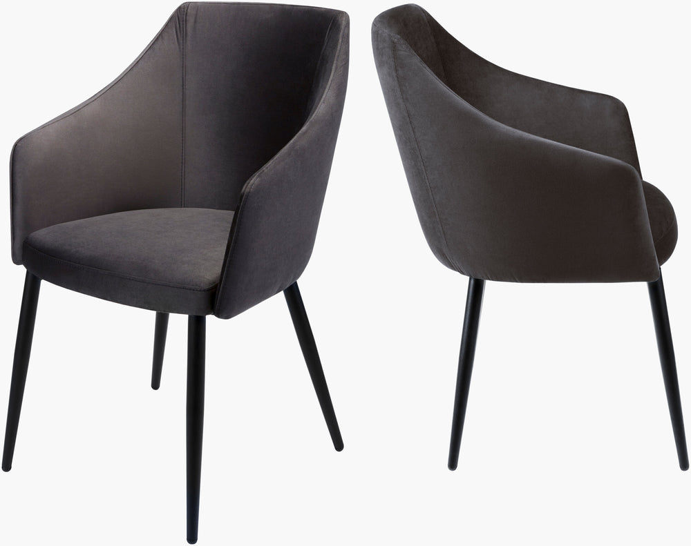 Surya Milford Mid-century Modern Dining Chair - 34"H X 22"W X 25"D, Stylish Comfort For Any Space Upholstery, Medium Brown,Base, Black Pvc,Polyester,Steel,Polyurethane Foam,Dacron Mlf006-set