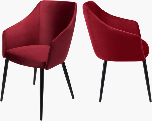 Surya Milford Mid-century Modern Dining Chair - 34"H X 22"W X 25"D, Stylish Comfort For Any Space Upholstery, Red,Base, Black Polyester,Steel,Polyurethane Foam,Dacron Mlf004-set