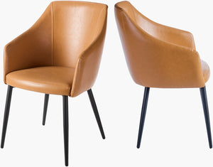 Surya Milford Mid-century Modern Dining Chair - 34"H X 22"W X 25"D, Stylish Comfort For Any Space Upholstery, Camel,Base, Black Pvc,Polyester,Steel,Polyurethane Foam,Dacron Mlf005-set