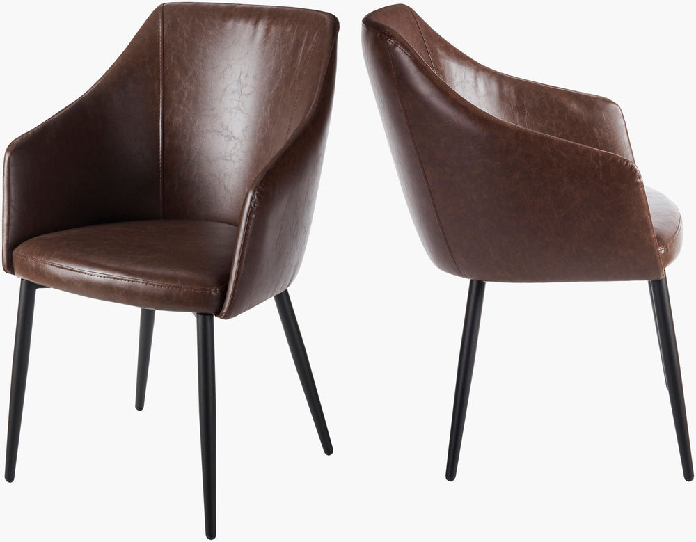 Surya Milford Mid-century Modern Dining Chair - 34"H X 22"W X 25"D, Stylish Comfort For Any Space Upholstery, Medium Brown,Base, Black Pvc,Polyester,Steel,Polyurethane Foam,Dacron Mlf006-set