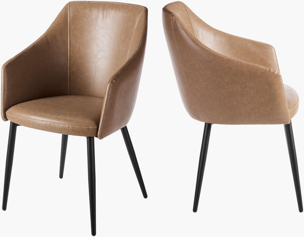 Surya Milford Mid-century Modern Dining Chair - 34"H X 22"W X 25"D, Stylish Comfort For Any Space Upholstery, Brown,Base, Black Pvc,Polyester,Steel,Polyurethane Foam,Dacron Mlf007-set