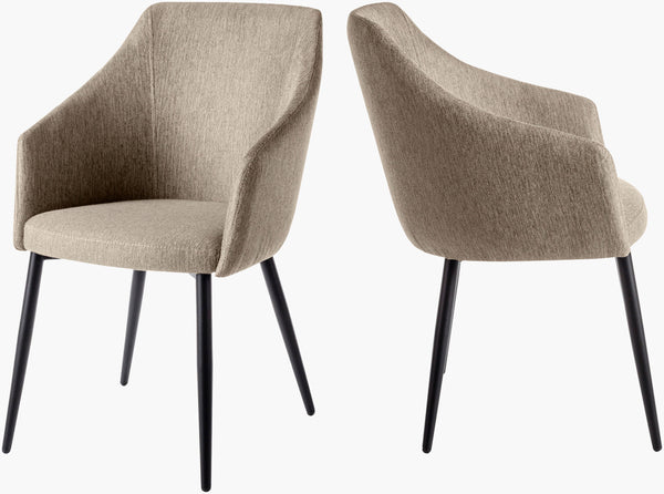 Surya Milford Mid-century Modern Dining Chair - 34"H X 22"W X 25"D, Stylish Comfort For Any Space Upholstery, Beige,Base, Black Polyester,Steel,Polyurethane Foam,Dacron Mlf008-set
