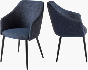 Surya Milford Mid-century Modern Dining Chair - 34"H X 22"W X 25"D, Stylish Comfort For Any Space Upholstery, Dark Blue,Base, Black Polyester,Steel,Polyurethane Foam,Dacron Mlf009-set