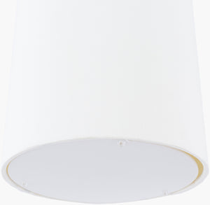 Surya Malani Modern Pendant Light Fixture - 9"L X 9"W X 30"H, Handcrafted Quality For Timeless Decor Fixture, Metallic ,Brass,Base, Metallic ,Brass,Shade, White,Cord, Translucent Iron,Linen Mli-001