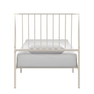 Homelegance By Top-Line Dante Metal Platform Bed with Curved Metal Headboard White Metal