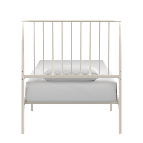 Homelegance By Top-Line Dante Metal Platform Bed with Curved Metal Headboard White Metal