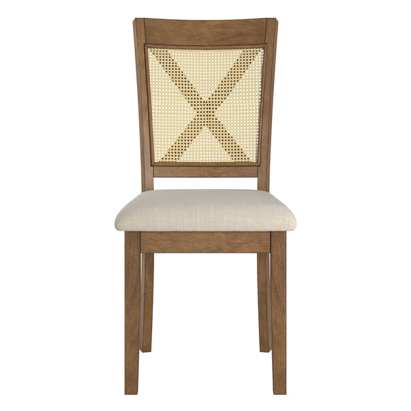 Homelegance By Top-Line Delroy Cane Accent X-Back Dining Chairs (Set of 2) Oak Rubberwood
