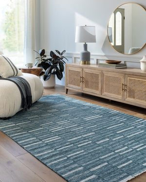Surya Marseille Handmade 2' X 3' Wool Rug - Timeless Elegance With Fringe Detail For Cozy Living Spaces Teal Wool Mll2301-23