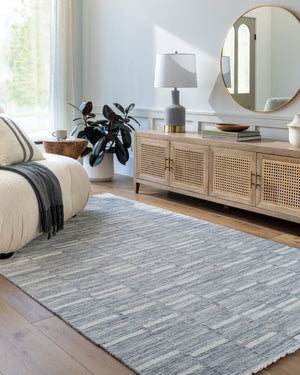 Surya Marseille Handmade 2' X 3' Wool Rug - Timeless Elegance With Fringe Detail For Cozy Living Spaces Slate Gray Wool Mll2306-268