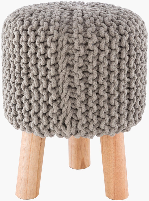 Surya Malmo 16" Global-inspired Ottoman - Elegant Cotton & Wood Design For Eclectic Home Charm! Upholstery, Gray Cotton,Mango Wood,Foam,Dacron Mlm-004