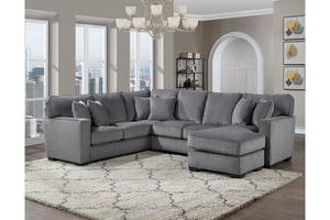 Porter Designs Porter Augusta Soft Gray Chenille Sectional Sofa With Reversible Cushions & Elegant Track Arms Gray Fabric 01-207c-12u-1743-kit
