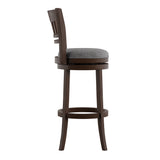 Homelegance By Top-Line Alessandro Linen Lattice Back Swivel Bar Stool Grey Rubberwood