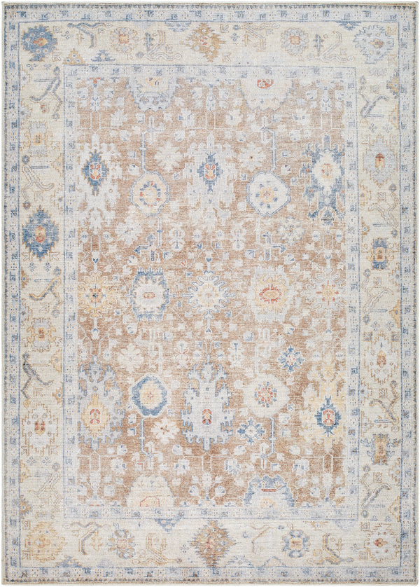 Marlon MLO-2307 9'1" x 12' Machine Woven Rug MLO2307-9112  Mustard, Beige, Denim, Dark Blue, Light Gray, Wheat Surya