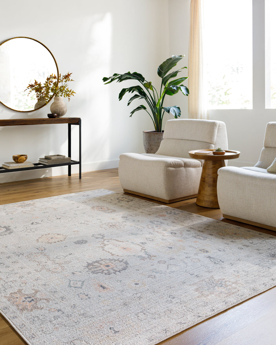 Marlon MLO-2308 9'1" x 12' Machine Woven Rug MLO2308-9112  Light Slate, Gray, Tan, Medium Brown, Dusty Pink Surya