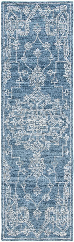 Safavieh Micro-Loop 428 Tufted 80% Wool 20% Cotton Traditional Rug Blue / Ivory MLP428M-8