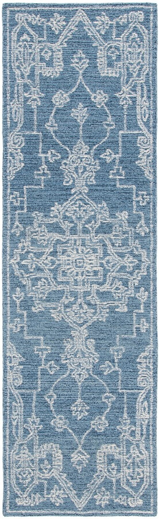Safavieh Micro-Loop 428 Tufted 80% Wool 20% Cotton Traditional Rug Blue / Ivory MLP428M-8
