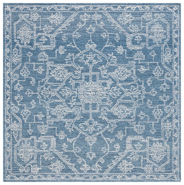 Safavieh Micro-Loop 428 Tufted 80% Wool 20% Cotton Traditional Rug Blue / Ivory MLP428M-8
