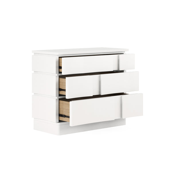 A.R.T. Furniture Portico Modern Accent Chest With Three Textured Drawers And Cedar Lining For Stylish Storage Solutions White Parawood Solids,Resin,Plaster 323158-3317