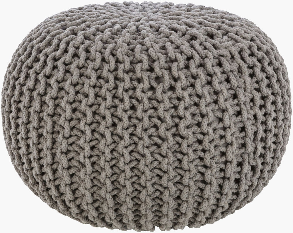 Livabliss Malmo Hand Knitted Cotton Blend Round Pouf Soft Footrest for Living Room or Bedroom MLPF-004